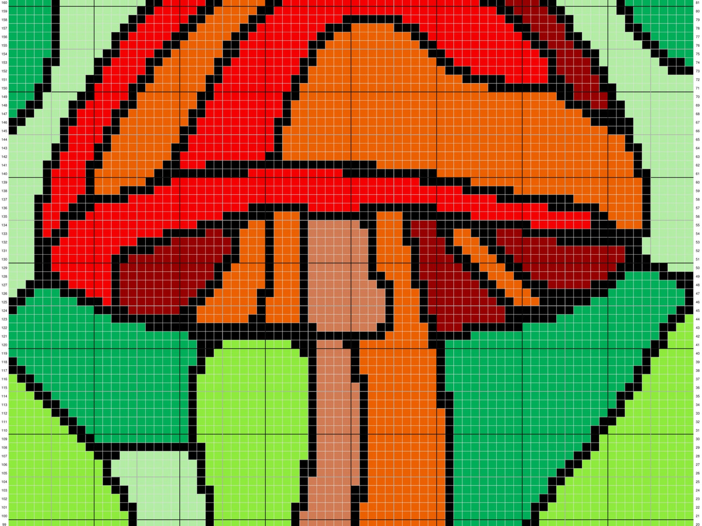 Stained Glass Mushroom Graph and Pattern C2C & Tapestry Crochet - Mushroom C2C Graphgans - Mushroom Crochet Blankets Patterns - C2C Mushroom