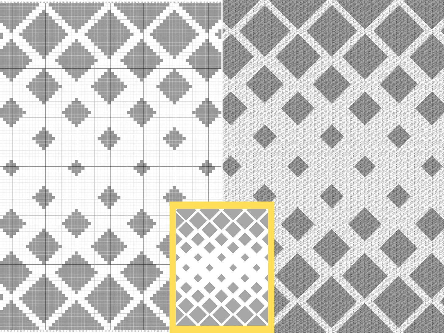Fading Diamonds Print Graph and Pattern C2C & Tapestry Crochet - Diamonds Pattern Graphgan - C2C Diamond Blanket - C2C Diamond Blanket Gifts