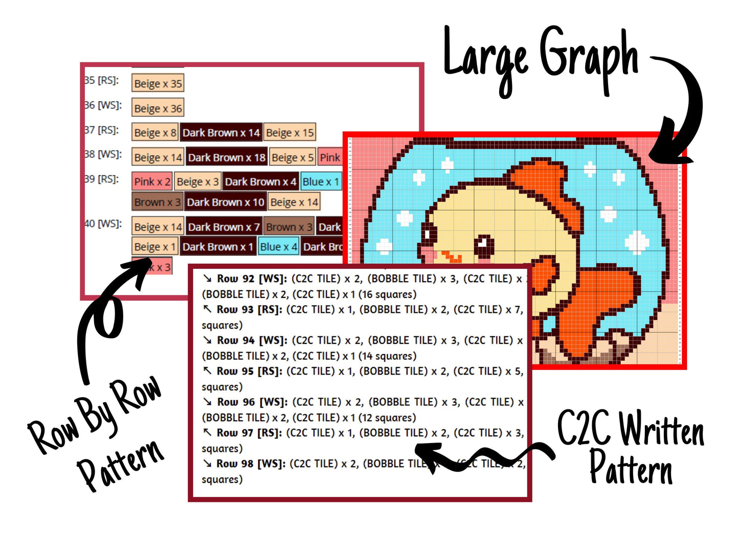 Goldfish In Bowl Graph & Pattern C2C + Tapestry Crochet - Fish Graphgan Crochet Fish Blanket Ocean Theme Nursery C2C Blankets C2C Crochet