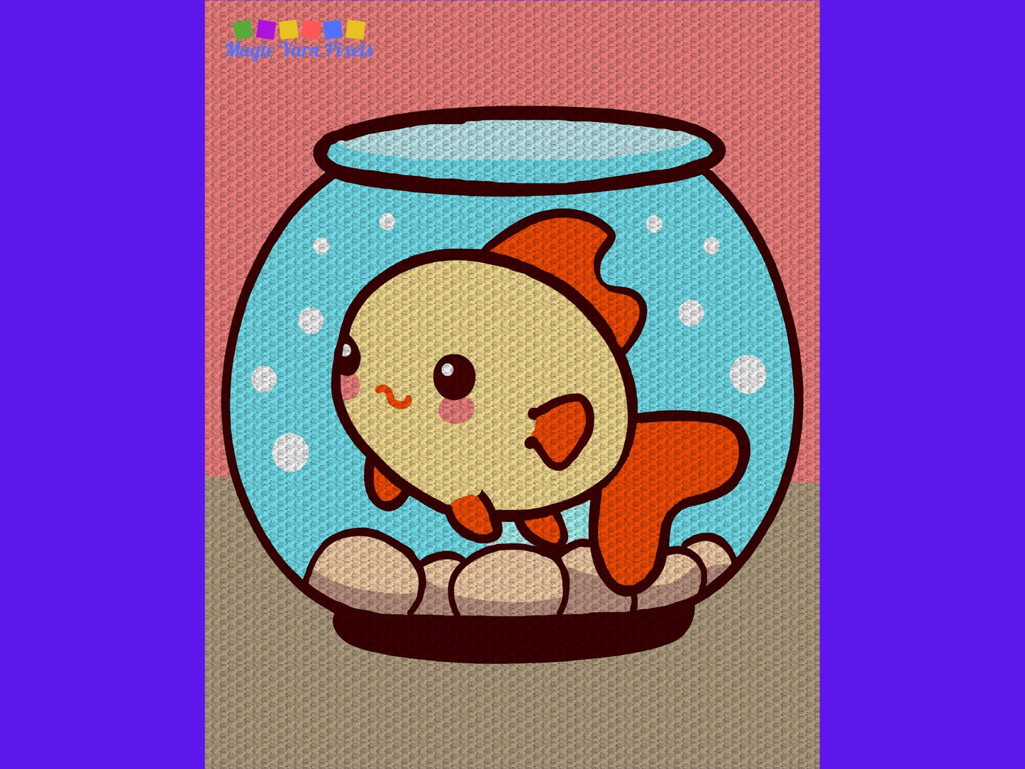 Goldfish In Bowl Graph & Pattern C2C + Tapestry Crochet - Fish Graphgan Crochet Fish Blanket Ocean Theme Nursery C2C Blankets C2C Crochet
