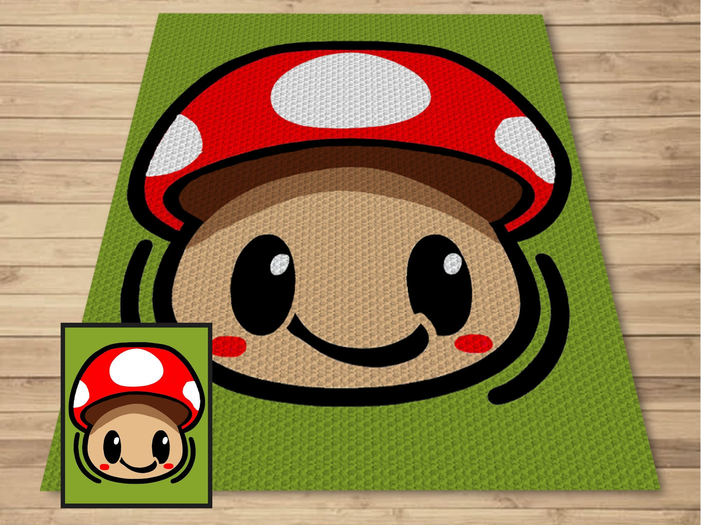 Happy Mushroom Graph & Pattern C2C + Tapestry Crochet - Mushroom C2C Graphgans - Mushroom Crochet Blanket Pattern - C2C Mushroom Crochet