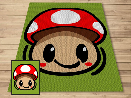 Happy Mushroom Graph & Pattern C2C + Tapestry Crochet - Mushroom C2C Graphgans - Mushroom Crochet Blanket Pattern - C2C Mushroom Crochet