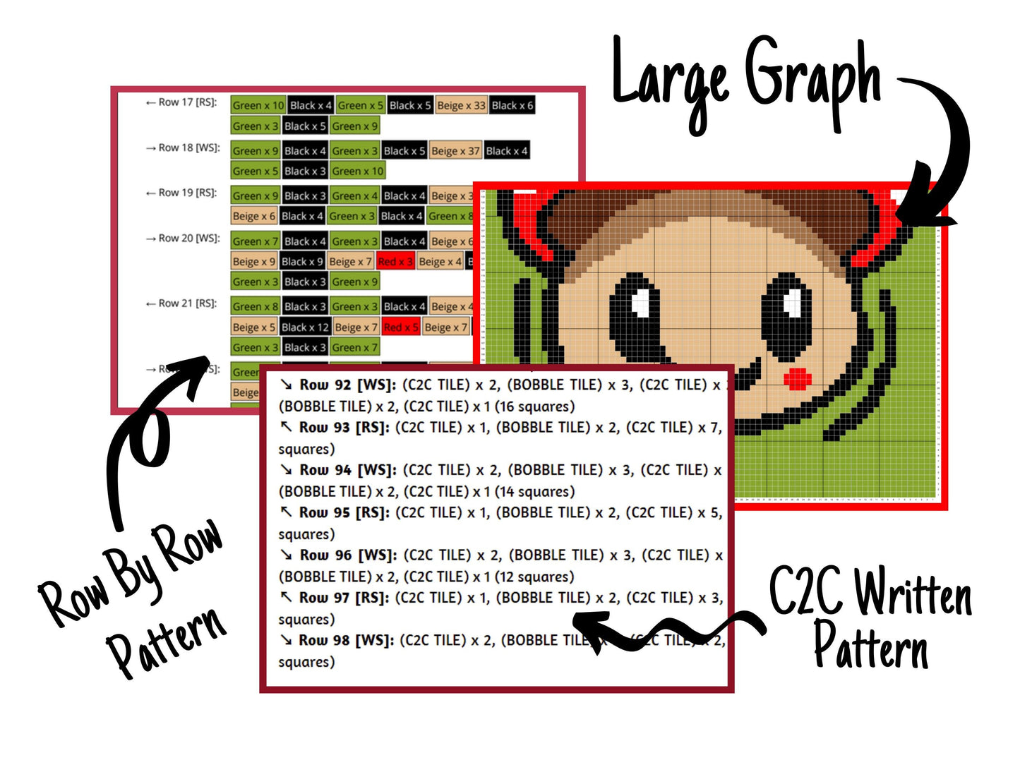 Happy Mushroom Graph & Pattern C2C + Tapestry Crochet - Mushroom C2C Graphgans - Mushroom Crochet Blanket Pattern - C2C Mushroom Crochet