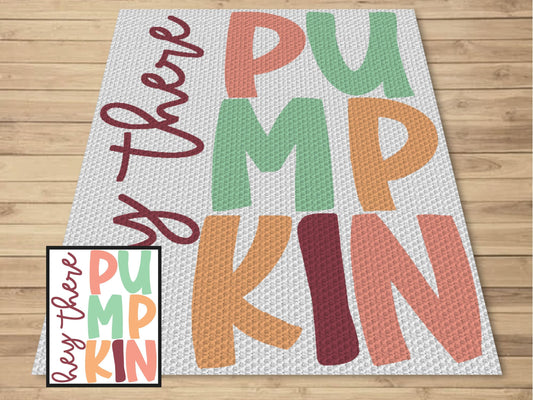 Hey There Pumpkin Graph and Pattern C2C & Tapestry - Crochet Fall Crochet Decor Pumpkin Crochet C2C Baby Blanket - C2C Thanksgiving Blankets