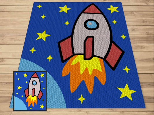 Space Rocket Graph & Pattern C2C Tapestry Crochet - Space Rocket Blanket Graphgan Gift For Baby Boys Crochet Blanket C2C - Baby Shower Gifts