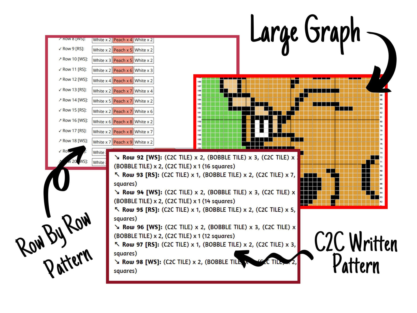 T-Rex Dinosaur Graph and Pattern C2C & Tapestry Crochet - C2C Dinosaur Graphgan - Crochet Dinosaur Blankets - C2C Trex Blanket Gift For Baby