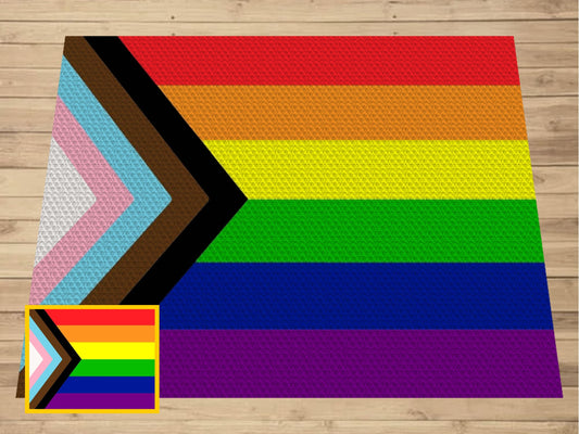 LGBTQ+ Pride Flag Graph + Written Pattern For C2C & Tapestry Crochet - LGBT C2C Crochet Pattern - Pride Month Crochet Blankets LGBT Patterns