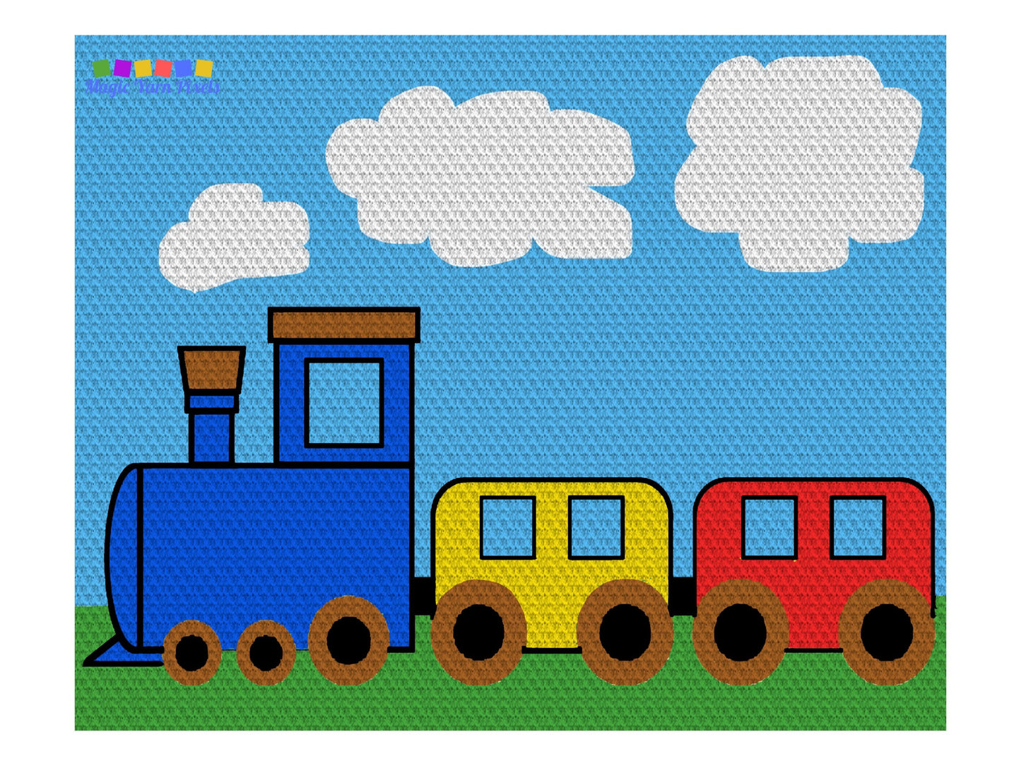 Choo Choo Train Graph & Pattern C2C Tapestry Crochet - Train Blanket Graphgan Crochet Blankets C2C - C2C Train Afghans For Baby Shower Gifts