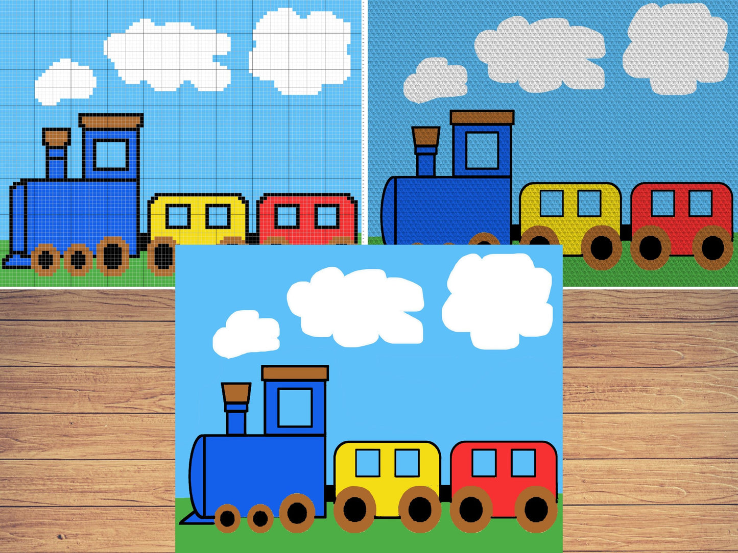 Choo Choo Train Graph & Pattern C2C Tapestry Crochet - Train Blanket Graphgan Crochet Blankets C2C - C2C Train Afghans For Baby Shower Gifts