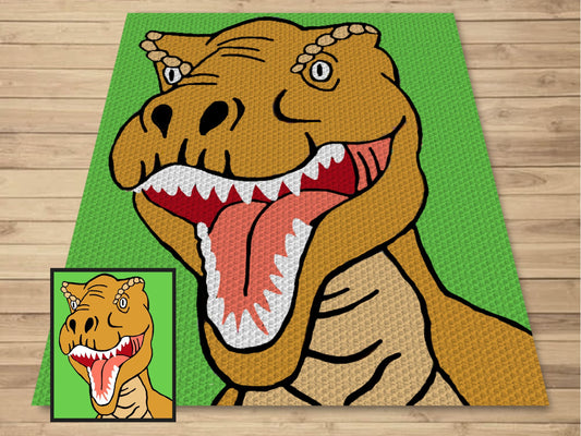 T-Rex Dinosaur Graph and Pattern C2C & Tapestry Crochet - C2C Dinosaur Graphgan - Crochet Dinosaur Blankets - C2C Trex Blanket Gift For Baby