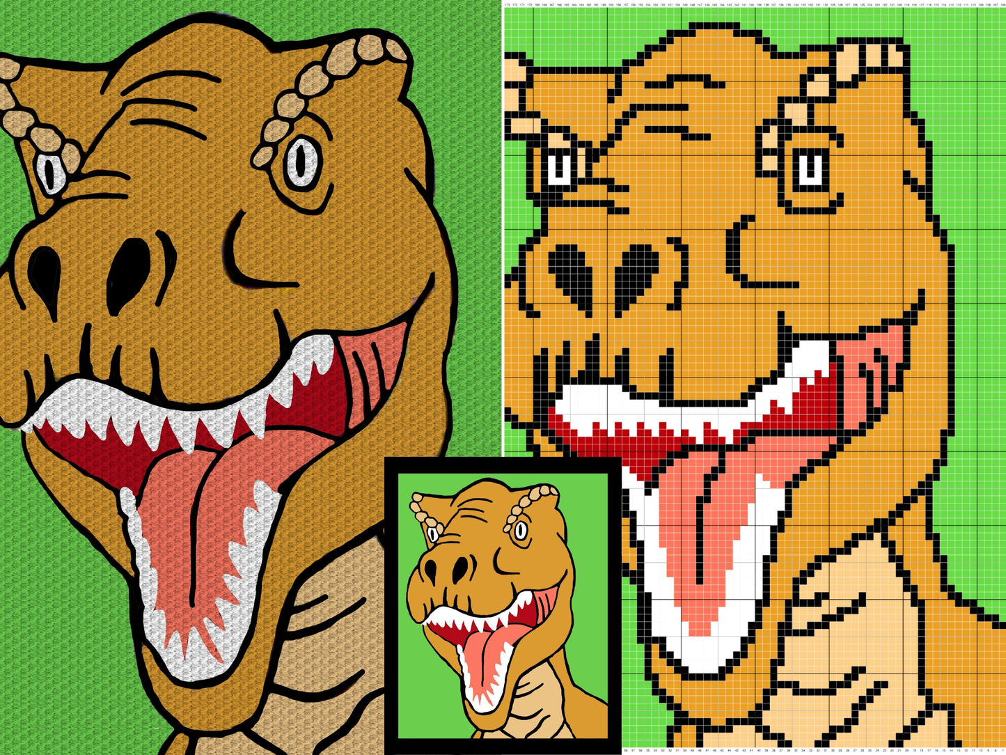 T-Rex Dinosaur Graph and Pattern C2C & Tapestry Crochet - C2C Dinosaur Graphgan - Crochet Dinosaur Blankets - C2C Trex Blanket Gift For Baby