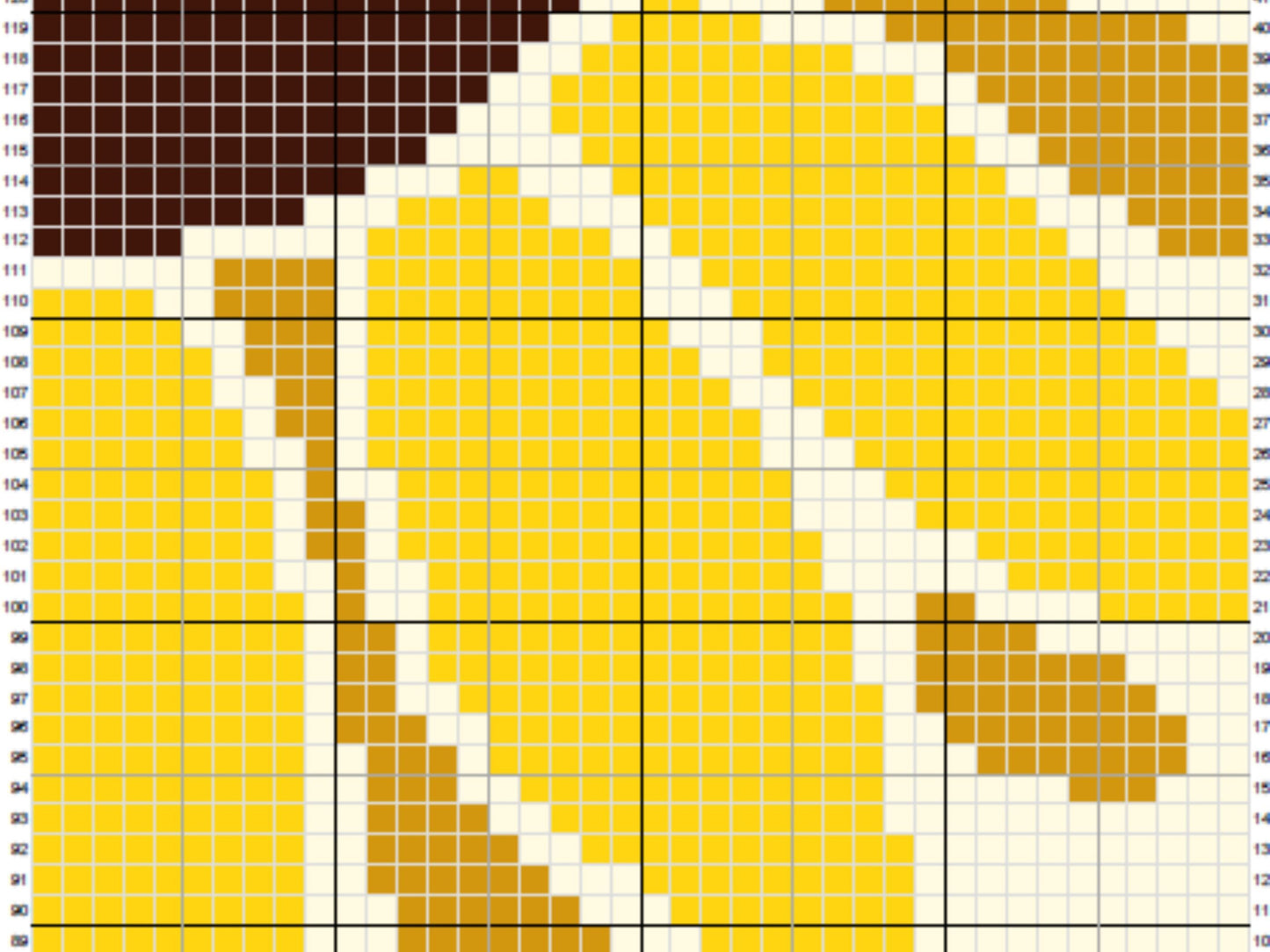 Sunflower Graph and Pattern C2C & Tapestry Crochet - Sunflower Summer Graphgan - Crochet Sunflower Blanket - Flower C2C Pattern Blanket Gift