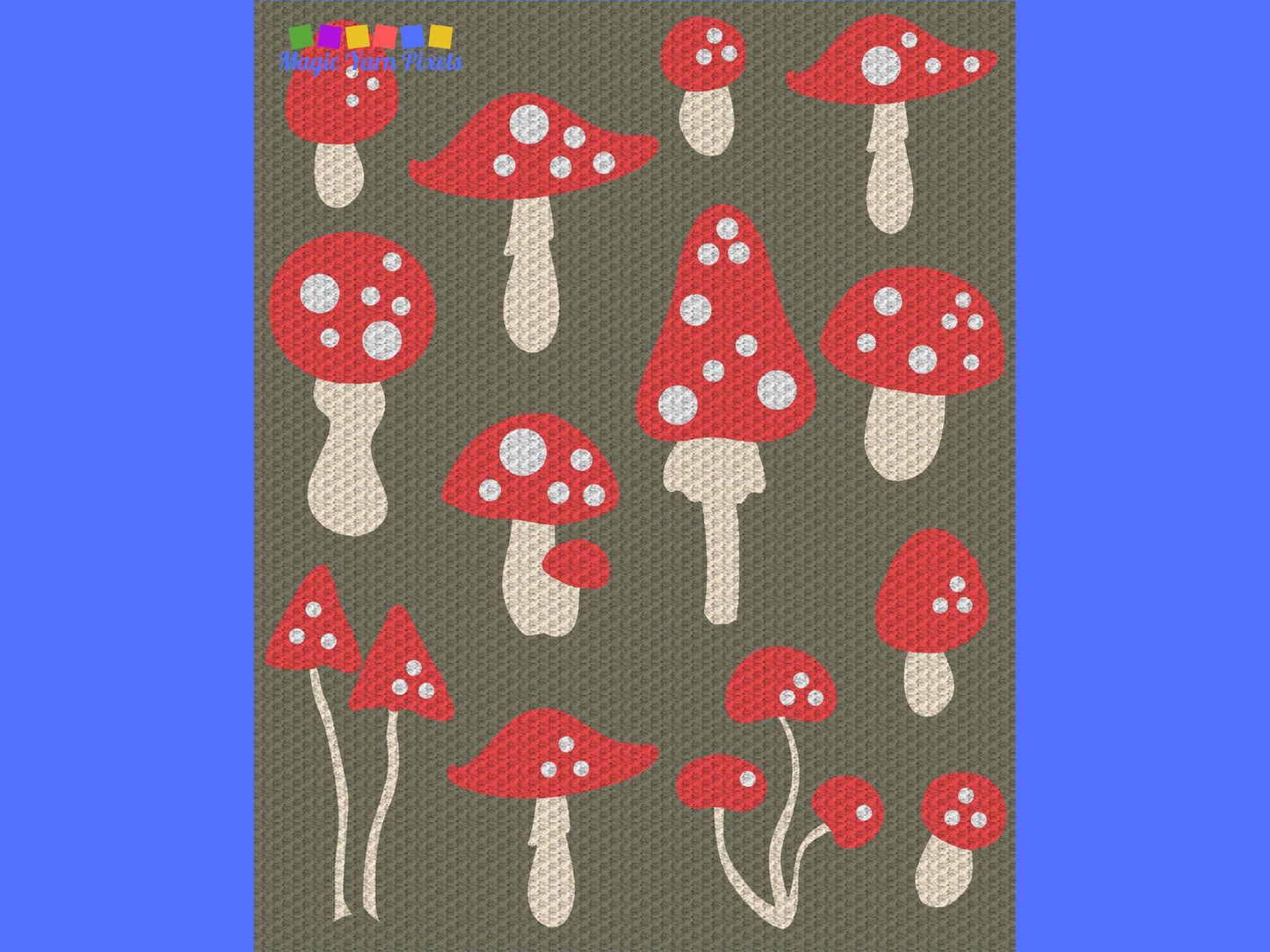Forest Mushroom Graph & Pattern C2C + Tapestry Crochet - Mushroom C2C Graphgans - Mushroom Crochet Blanket Patterns C2C - C2C Graph Mushroom
