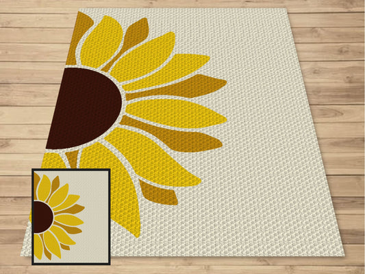 Sunflower Graph and Pattern C2C & Tapestry Crochet - Sunflower Summer Graphgan - Crochet Sunflower Blanket - Flower C2C Pattern Blanket Gift