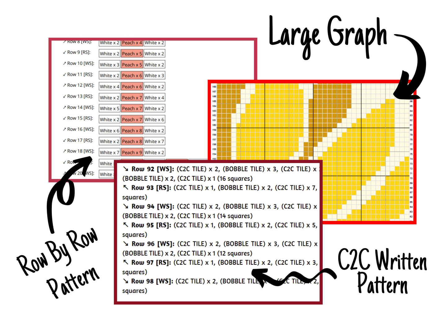 Sunflower Graph and Pattern C2C & Tapestry Crochet - Sunflower Summer Graphgan - Crochet Sunflower Blanket - Flower C2C Pattern Blanket Gift