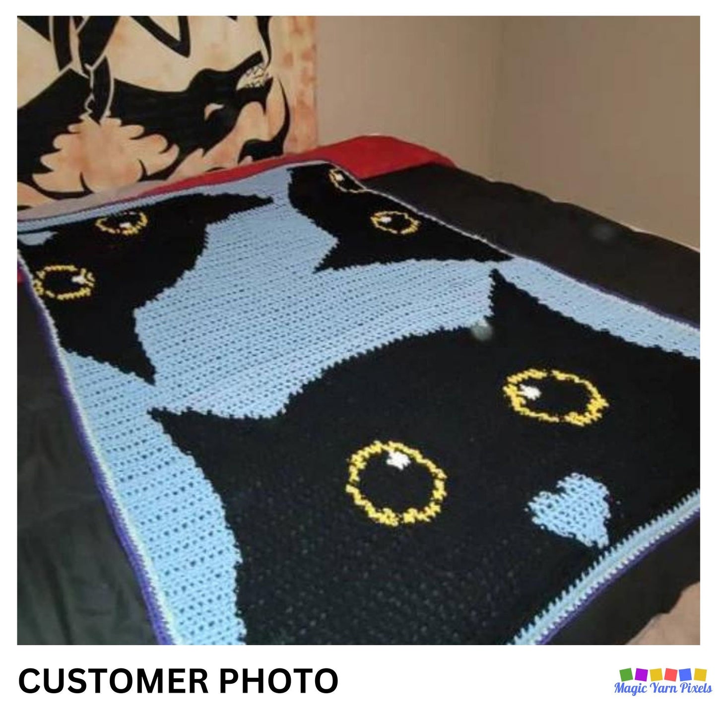 Halloween Black Cats Graph + Written Pattern For C2C & Tapestry Crochet - Black Cat C2C Crochet - Crochet Halloween Blanket - Animal Blanket