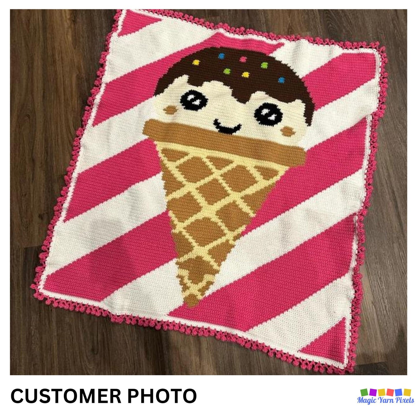 Kawaii Vanilla Ice Cream Graph and Pattern C2C & Tapestry Crochet - Crochet Ice Cream Graphgan - Crochet Summer Blanket - C2C Beach Blanket