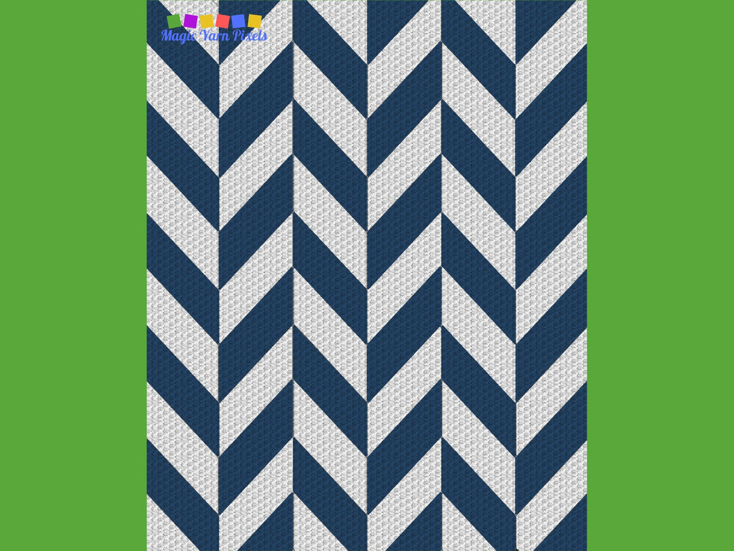 Modern Blue Chevron Crochet Blanket With Tapestry & C2C Crochet Written Pattern + Graph - C2C Chevron Afghan Geometric Plaid Blanket Pattern