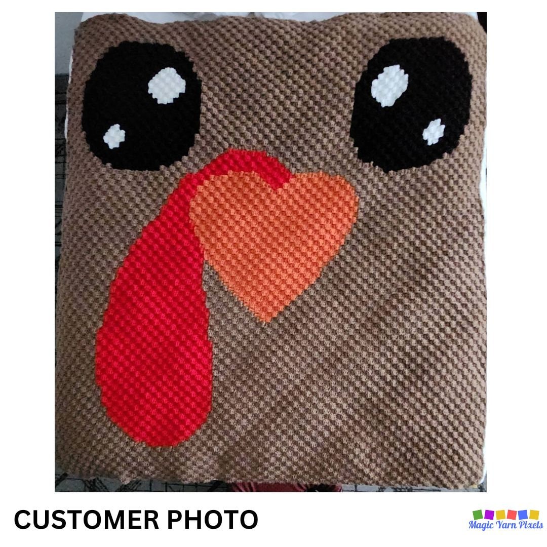 Thanksgiving Turkey Face Graph and Pattern C2C & Tapestry Crochet- C2C Turkey Graphgan Thanksgiving Crochet Blanket- C2C Turkey Face Blanket