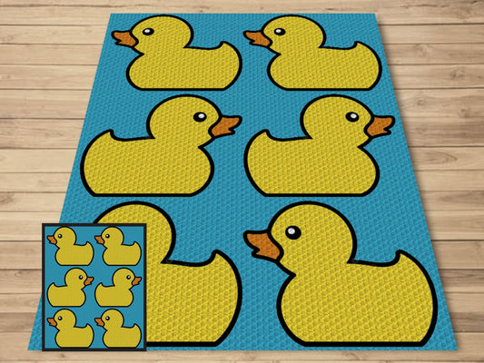 Rubber Ducks Crochet Afghan With C2C & Tapestry Written Pattern | Crochet Duck Crochet Graphgan - Baby Gift Crochet Blanket C2C Duck Blanket
