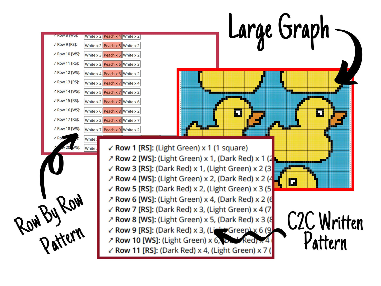 Rubber Ducks Crochet Afghan With C2C & Tapestry Written Pattern | Crochet Duck Crochet Graphgan - Baby Gift Crochet Blanket C2C Duck Blanket
