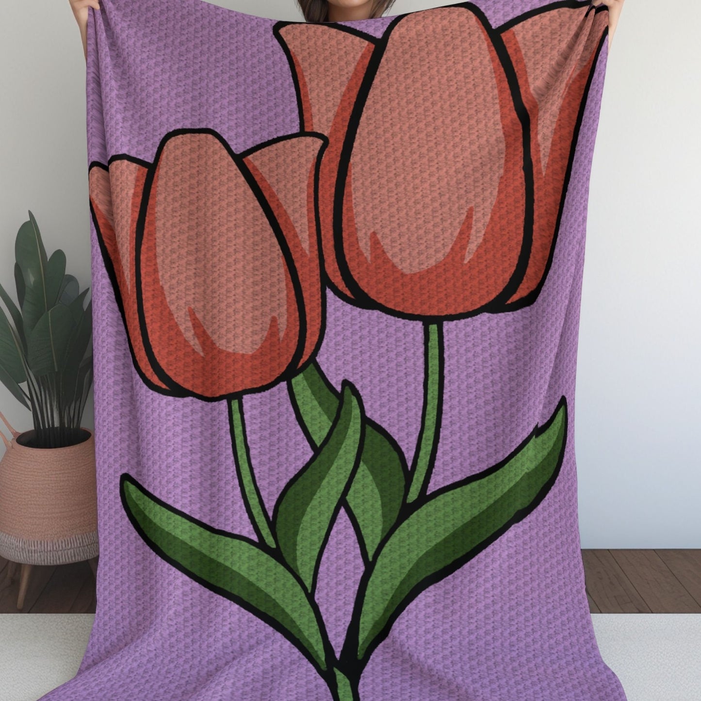 Tulip Bouquet Graph and Pattern C2C & Tapestry Crochet - C2C Flower Throw - Crochet Tulip Blanket, C2C Tulip Flower Crochet Blanket Graphgan