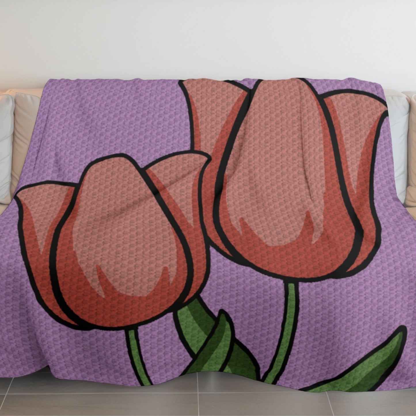 Tulip Bouquet Graph and Pattern C2C & Tapestry Crochet - C2C Flower Throw - Crochet Tulip Blanket, C2C Tulip Flower Crochet Blanket Graphgan