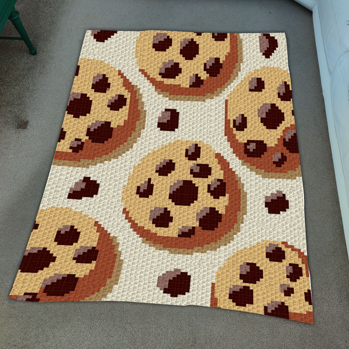 Chocolate Chip Cookie Blanket Graph + Written Pattern | Crochet Blanket C2C Cookie Patterns Gift For Bakers Cookie Graph Crochet Afghan Gift