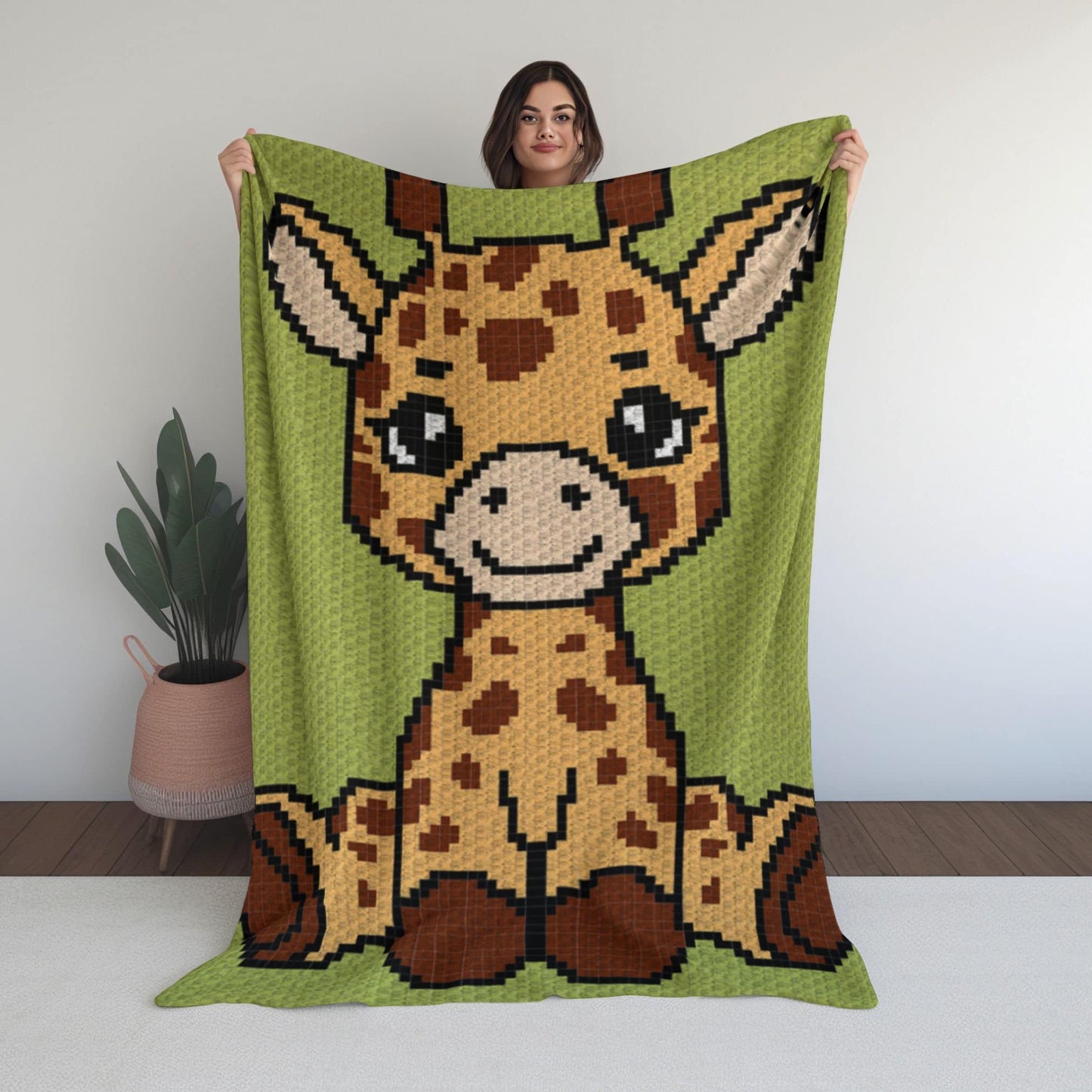 Safari Baby Giraffe Graph + Written Pattern For C2C & Tapestry Crochet, Giraffe C2C Afghans, C2C Safari Nursery Crochet Giraffe Baby Blanket