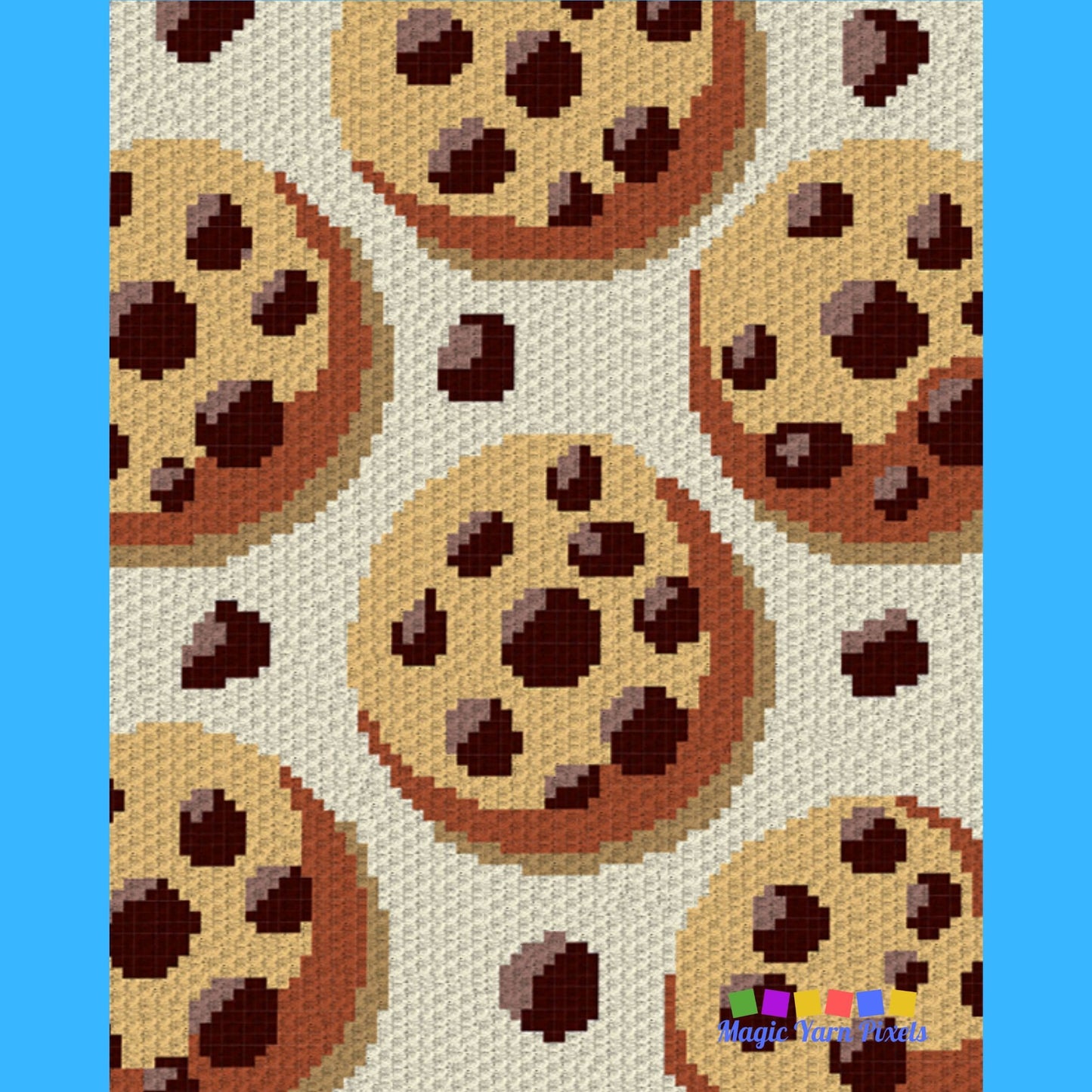 Chocolate Chip Cookie Blanket Graph + Written Pattern | Crochet Blanket C2C Cookie Patterns Gift For Bakers Cookie Graph Crochet Afghan Gift