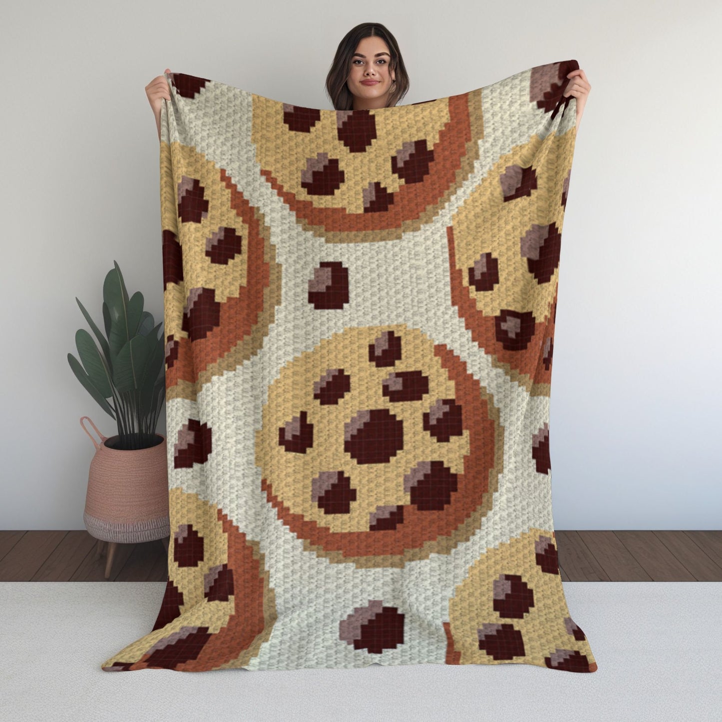 Chocolate Chip Cookie Blanket Graph + Written Pattern | Crochet Blanket C2C Cookie Patterns Gift For Bakers Cookie Graph Crochet Afghan Gift