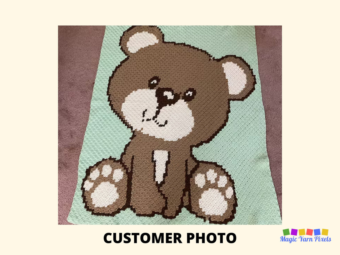 Cute Teddy Bear Graph + Written Pattern For C2C & Tapestry Crochet - C2C Bear Graphghan - Animal Crochet Blanket -Crochet Afghan Baby Shower
