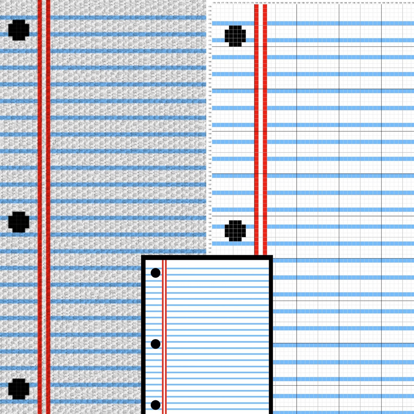 Notebook Paper Print Graph + Written Pattern For C2C & Tapestry Crochet | Back To Scool Gift, C2C Notebook Page Blanket Graphs Student Gift