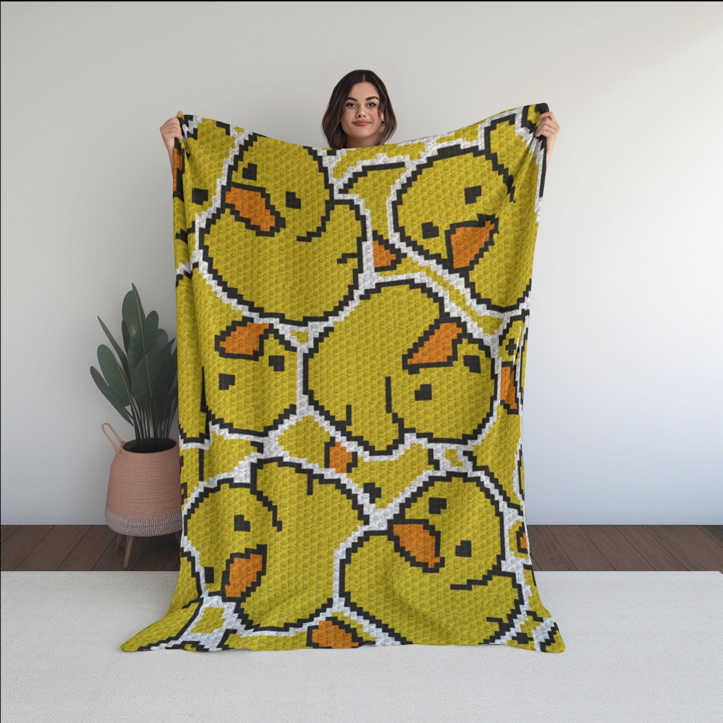 Bathtime Rubber Ducks Crochet Afghan With C2C & Tapestry Written Pattern | Crochet C2C Duck Blanket, Baby Gift Crochet Blanket C2C Ducklings