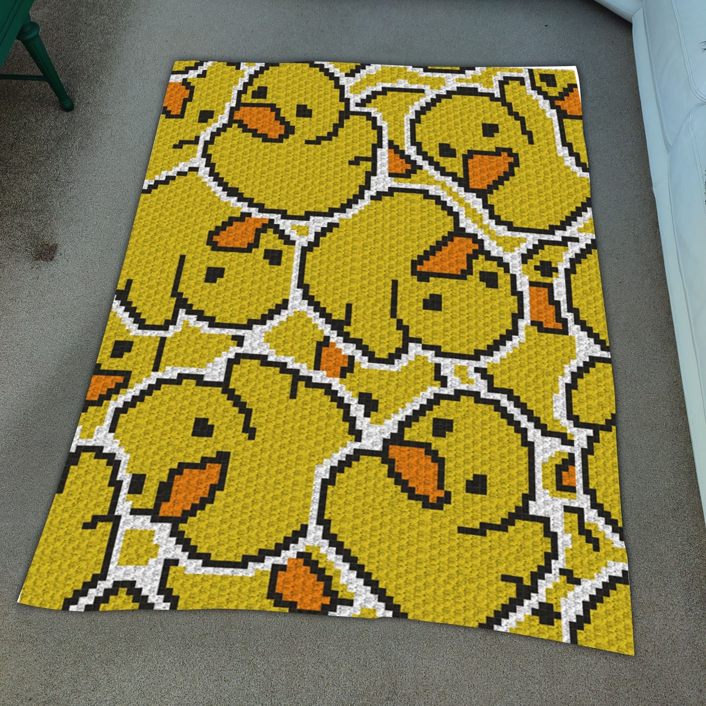 Bathtime Rubber Ducks Crochet Afghan With C2C & Tapestry Written Pattern | Crochet C2C Duck Blanket, Baby Gift Crochet Blanket C2C Ducklings