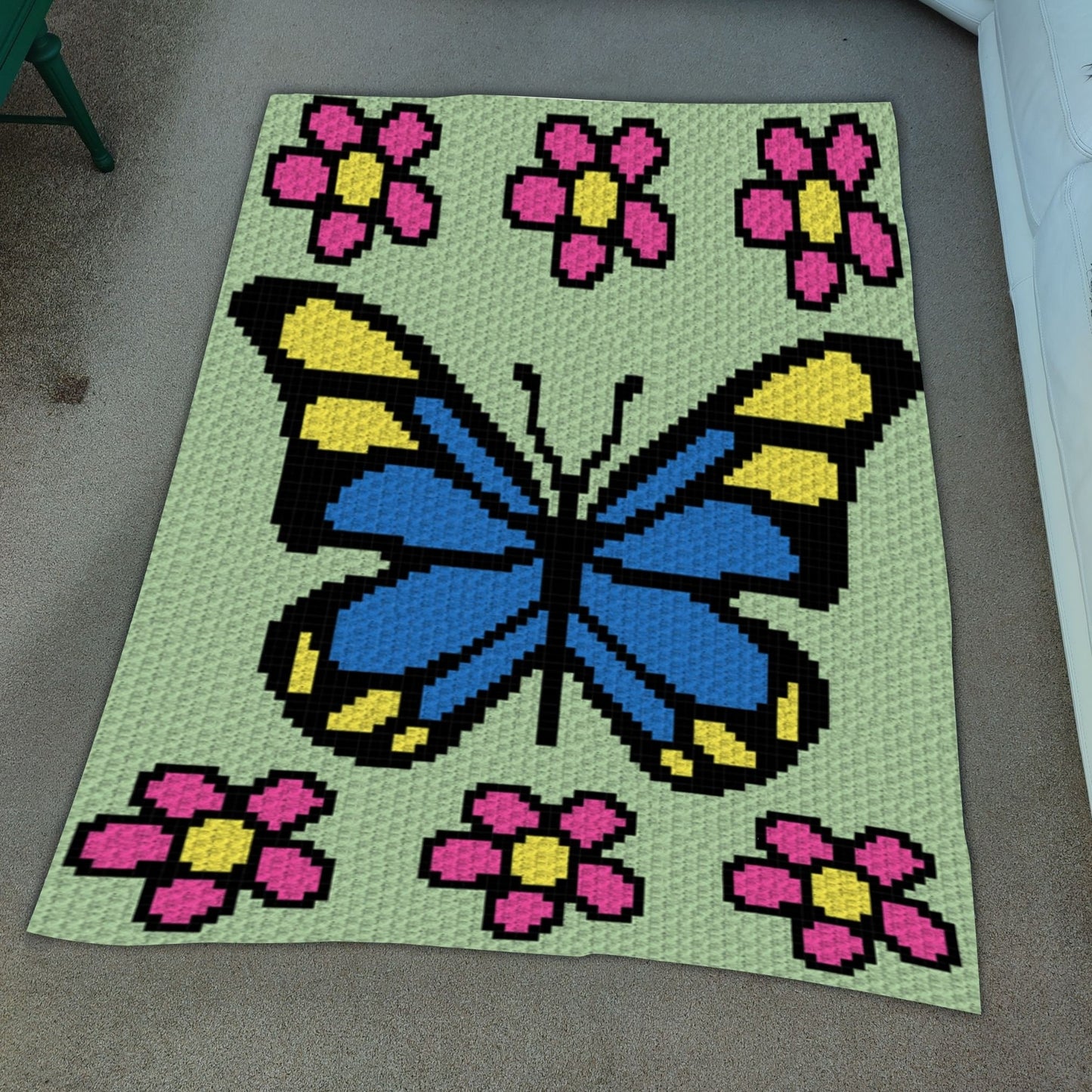 Spring Butterfly Graph and Pattern C2C and Tapestry Crochet- Butterfly Pattern C2C Graph - Crochet Butterfly Blanket - Crochet C2C Butterfly