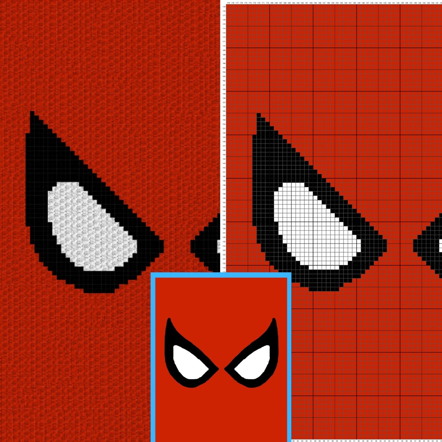 Superhero Mask Graph + Written Pattern For C2C & Tapestry Crochet - C2C Graph Superhero Mask - Crochet Hero Blanket Pattern - C2C Superhero
