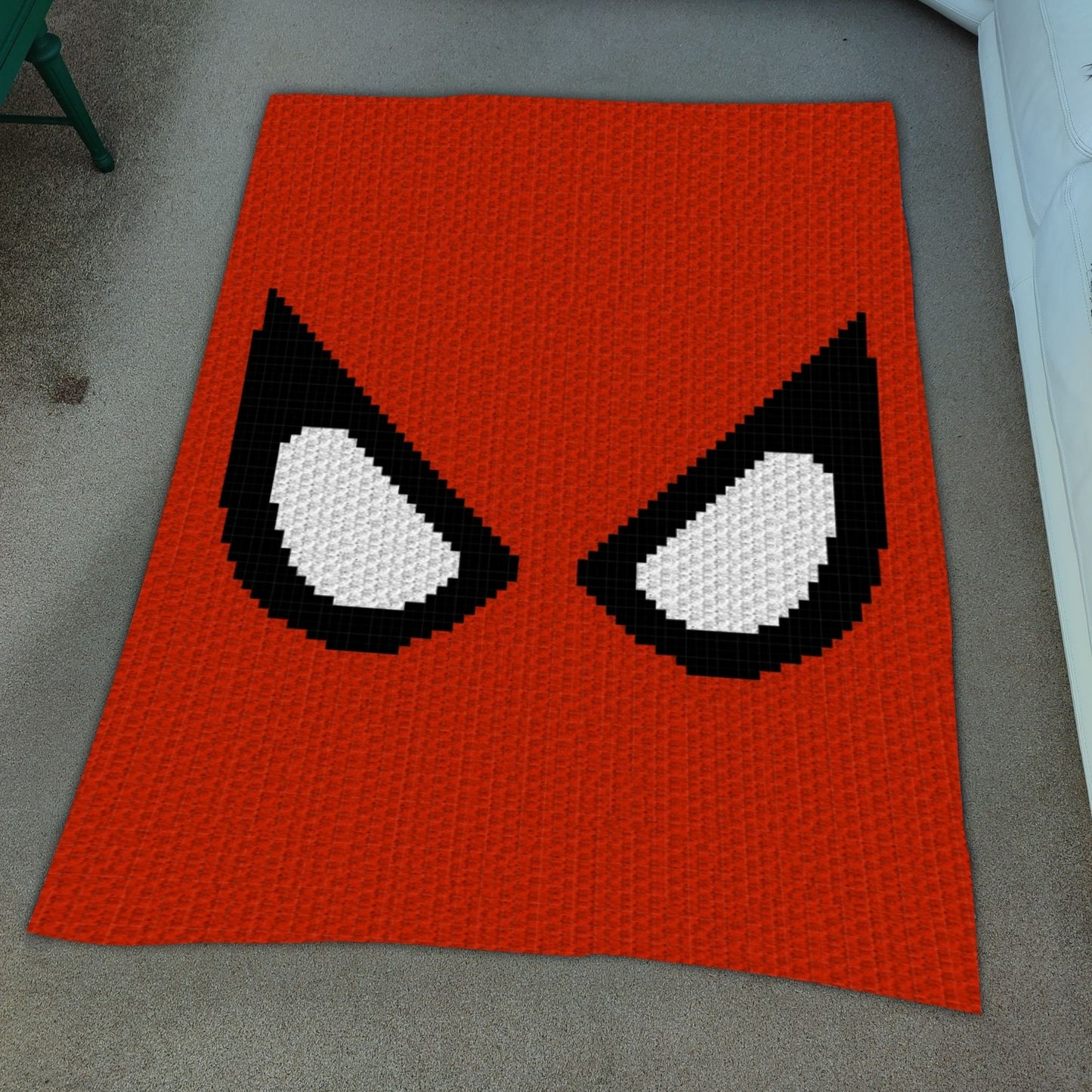 Superhero Mask Graph + Written Pattern For C2C & Tapestry Crochet - C2C Graph Superhero Mask - Crochet Hero Blanket Pattern - C2C Superhero