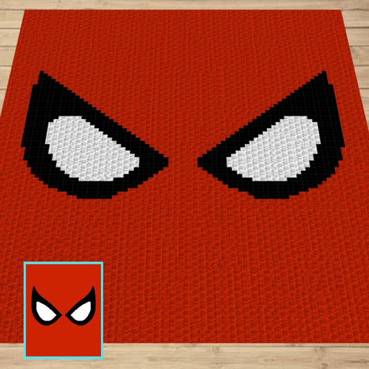 Superhero Mask Graph + Written Pattern For C2C & Tapestry Crochet - C2C Graph Superhero Mask - Crochet Hero Blanket Pattern - C2C Superhero