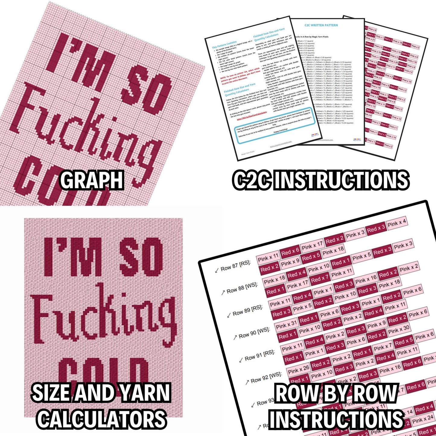 I'm So Fucking Cold Graph and Pattern C2C & Tapestry Crochet - Quote Graphgans - Swear Word Crochet Blanket - Personalized Gifts C2C Message