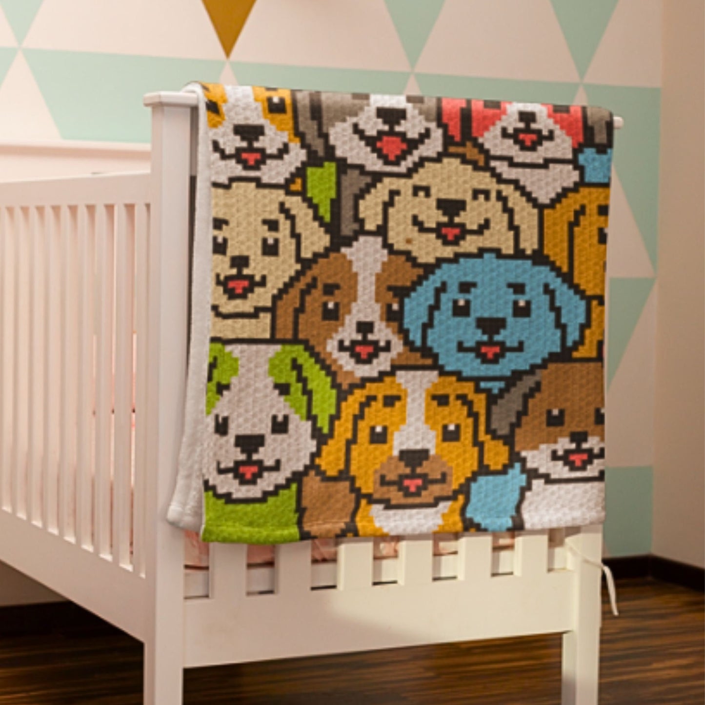 Crowded Dogs Afghan Written Pattern + Chart C2C and Tapestry Crochet | Crowded Puppies Crochet Blanket - C2C Crochet Throw Baby Shower Gift