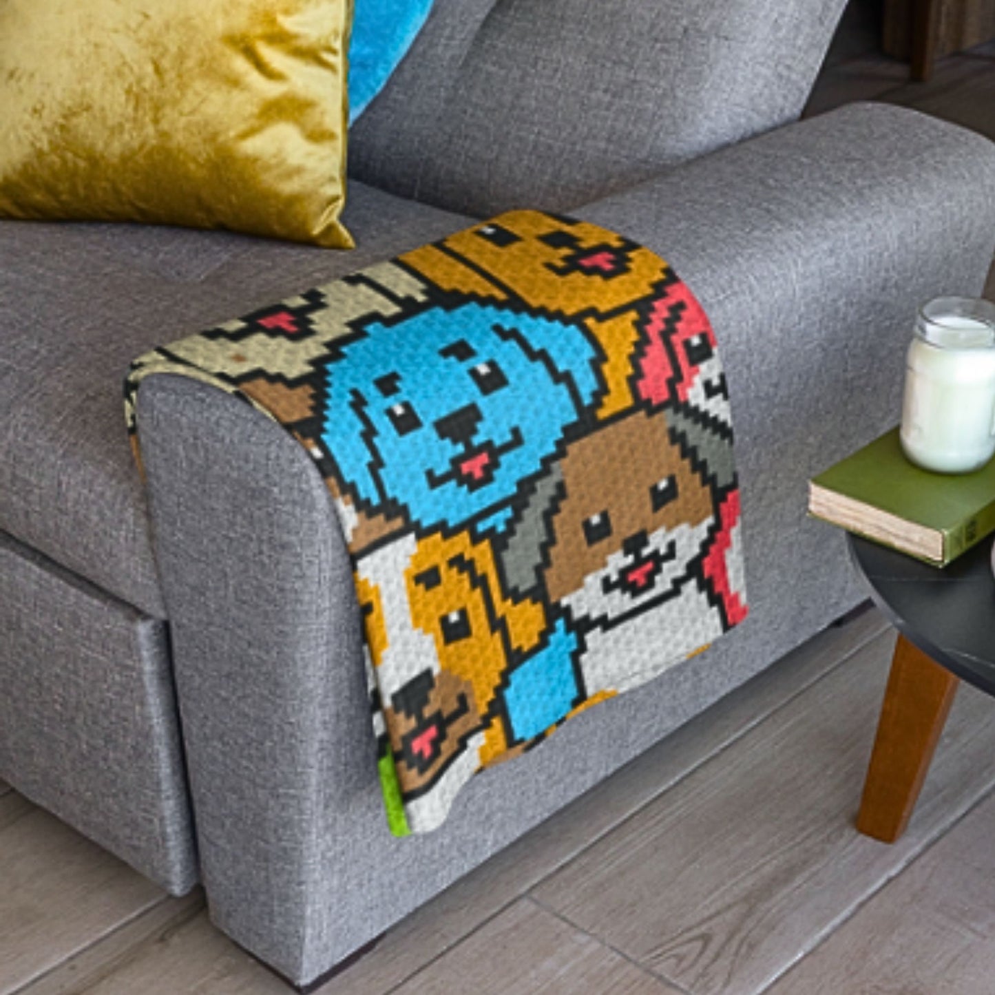 Crowded Dogs Afghan Written Pattern + Chart C2C and Tapestry Crochet | Crowded Puppies Crochet Blanket - C2C Crochet Throw Baby Shower Gift