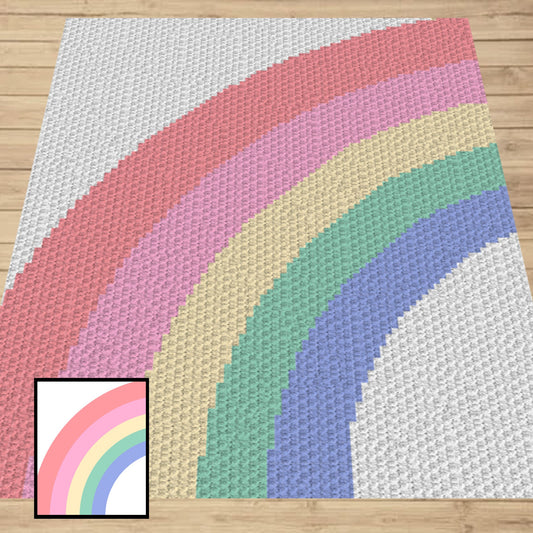 Pastel Rainbow Graph and Pattern C2C & Tapestry Crochet - Rainbow C2C Graphgan - Crochet Rainbow Afghan - C2C Rainbow Baby Blanket and Graph