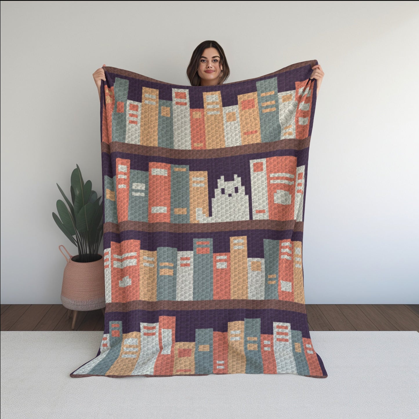 Bookshelf Print Graph + Written Pattern For C2C & Tapestry Crochet | Back To School Gift C2C Books Blanket Graph Student Gifts For Students