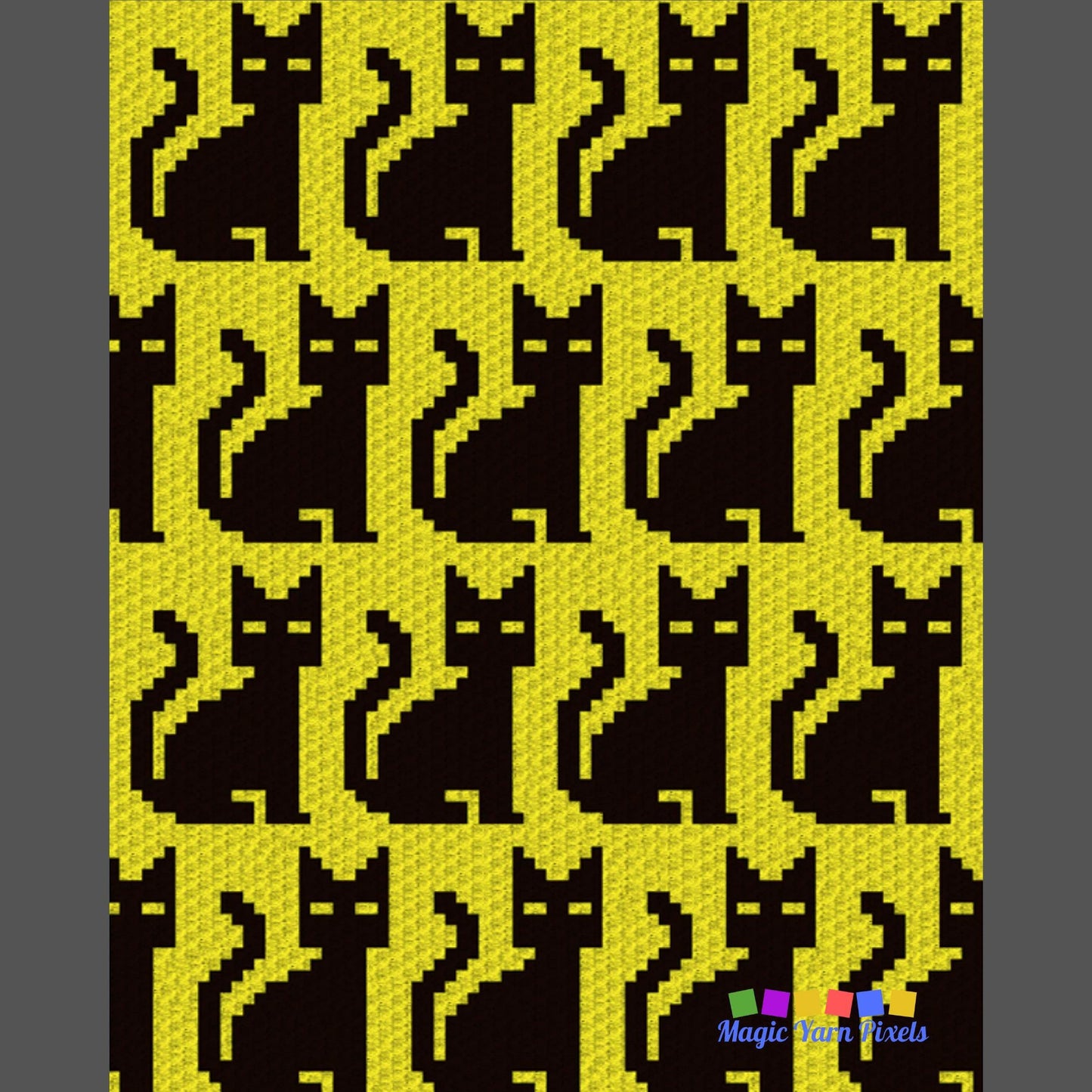 Seamless Halloween Black Cats Graph and Pattern for C2C & Tapestry Crochet | C2C Crochet Halloween Cat Afghan Gift For Cat Owner Cat Blanket