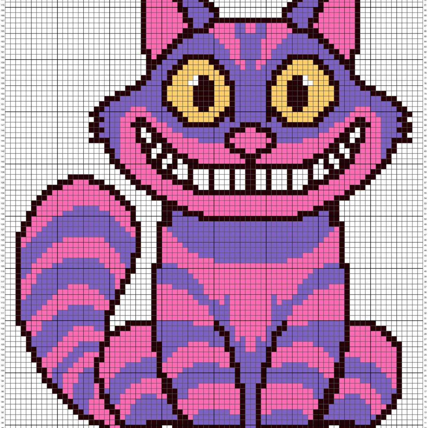 Smiling Cheshire Cat Written Pattern & Graph C2C + Tapestry Crochet | Purple Cat Blanket C2C Cat Afghan Cute Halloween Blanket C2C Baby Cat