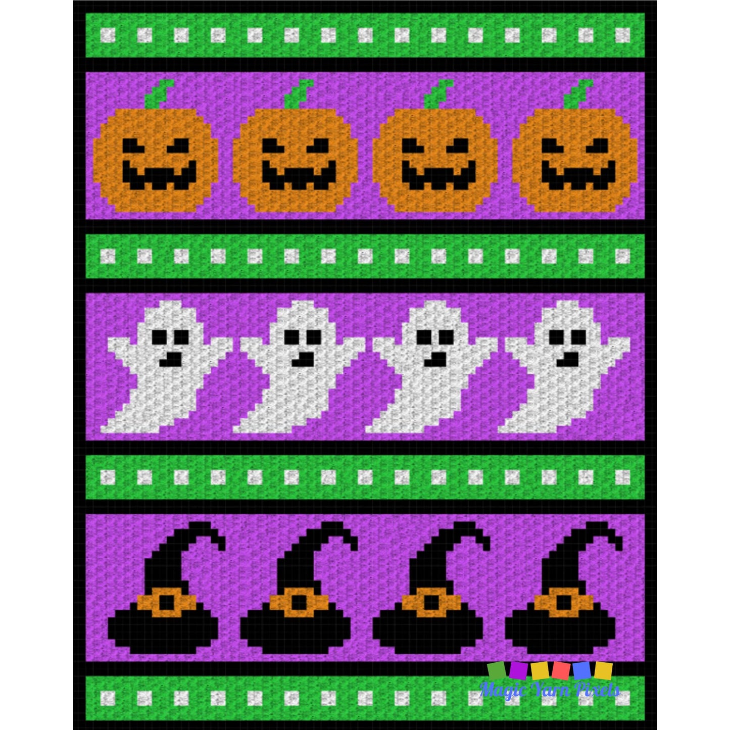 Spooky Halloween Graph and Pattern C2C & Tapestry Crochet | Halloween Graph Pattern C2C Halloween Blanket Pumpkin Afghan Ghost Witch Blanket