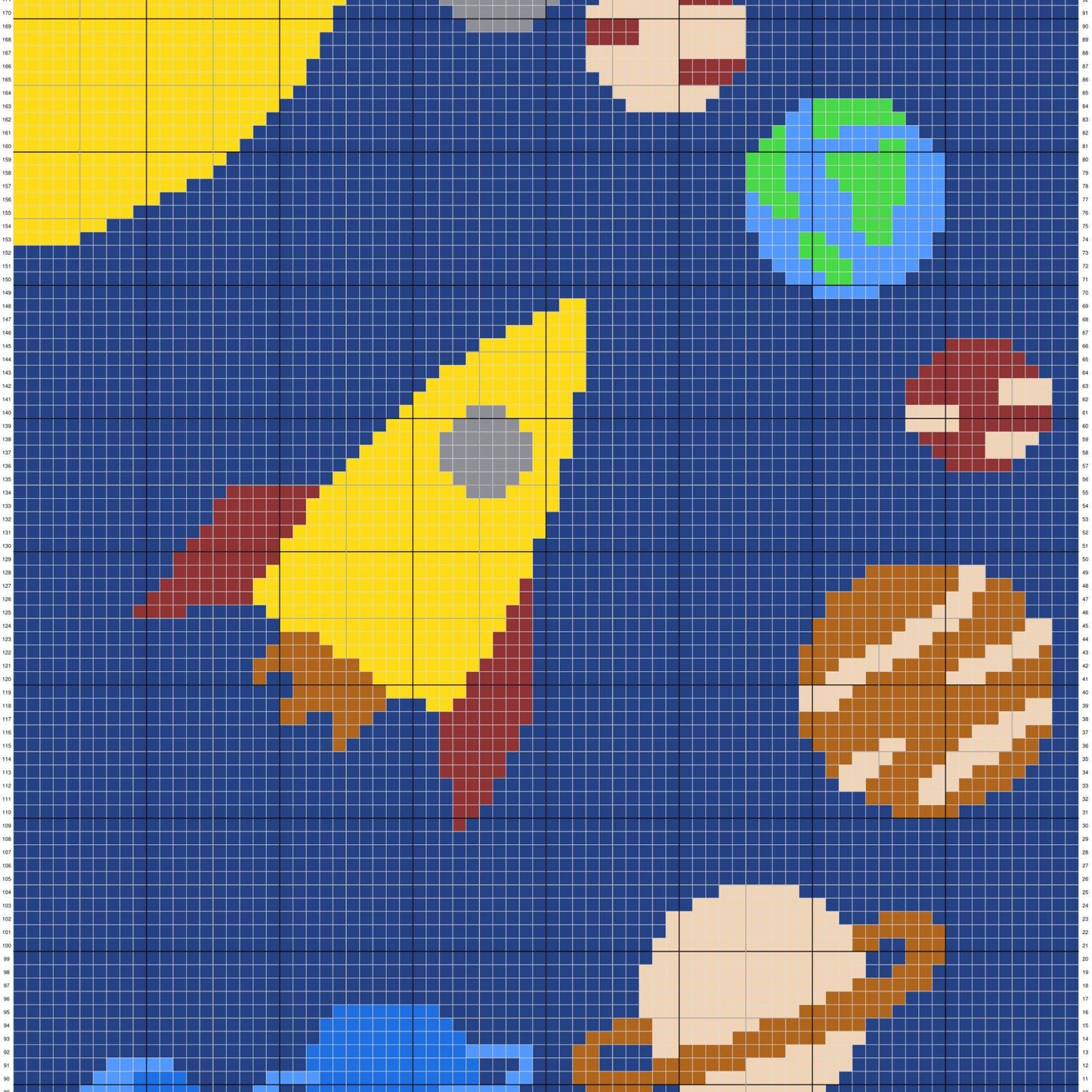 Solar System Planets Graph & Pattern C2C Tapestry Crochet - Space Blanket Graphgan Gift For Baby Boys Crochet Blanket C2C - Baby Shower Gift