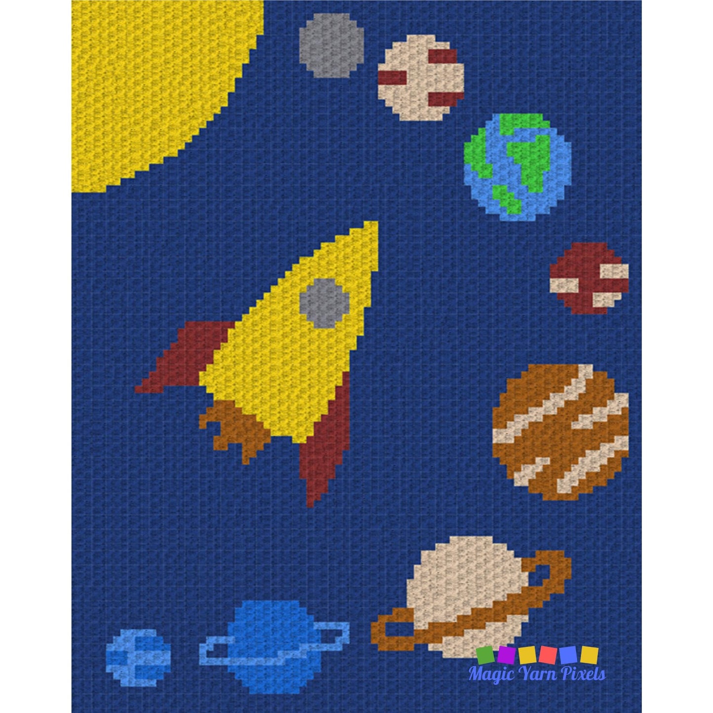 Solar System Planets Graph & Pattern C2C Tapestry Crochet - Space Blanket Graphgan Gift For Baby Boys Crochet Blanket C2C - Baby Shower Gift