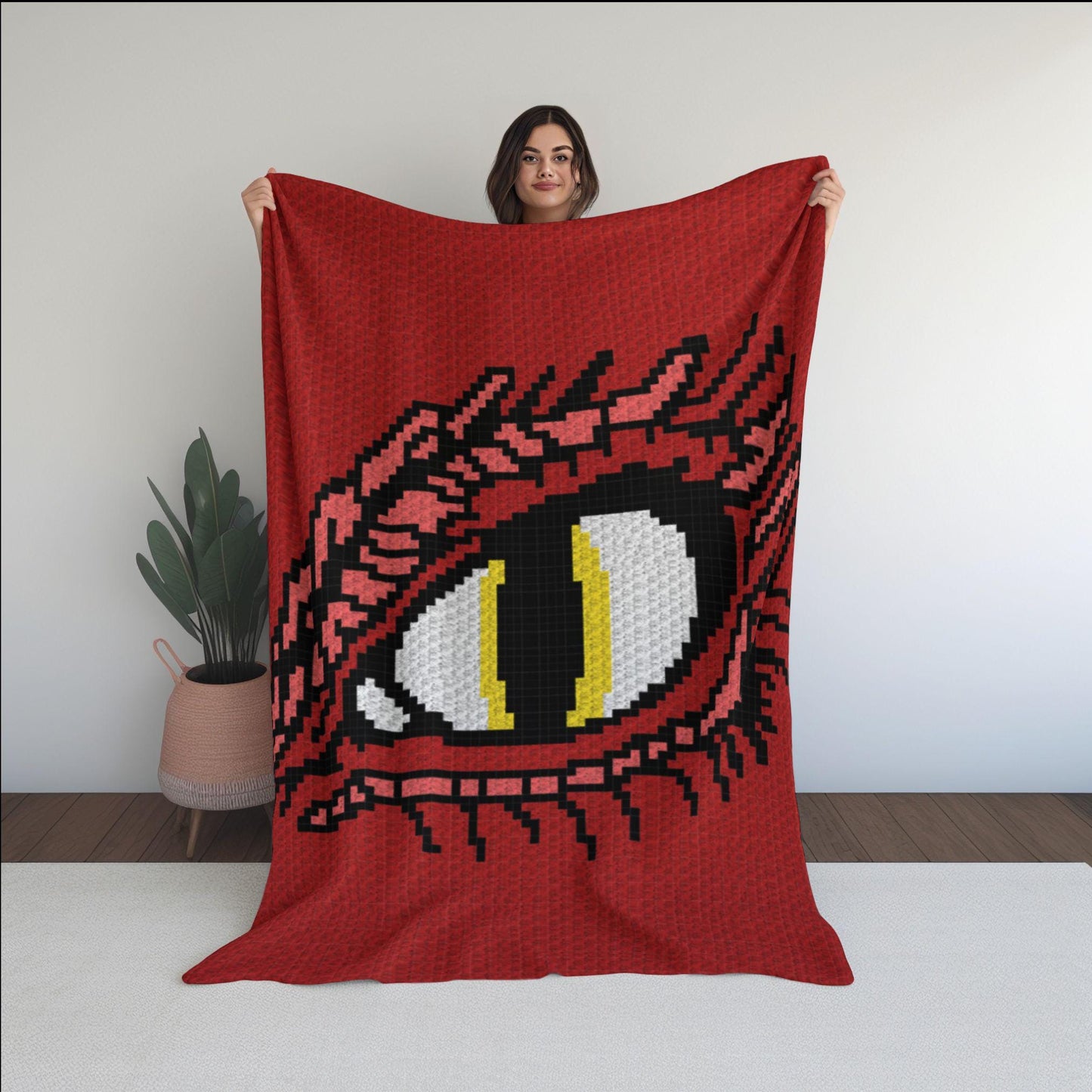 D&D Dragon Eye Graph + Written Pattern C2C / Tapestry Crochet - Fire Dragon Crochet Afghan C2C Fantasy Dragon C2C Blanket Gamer Gift For Him
